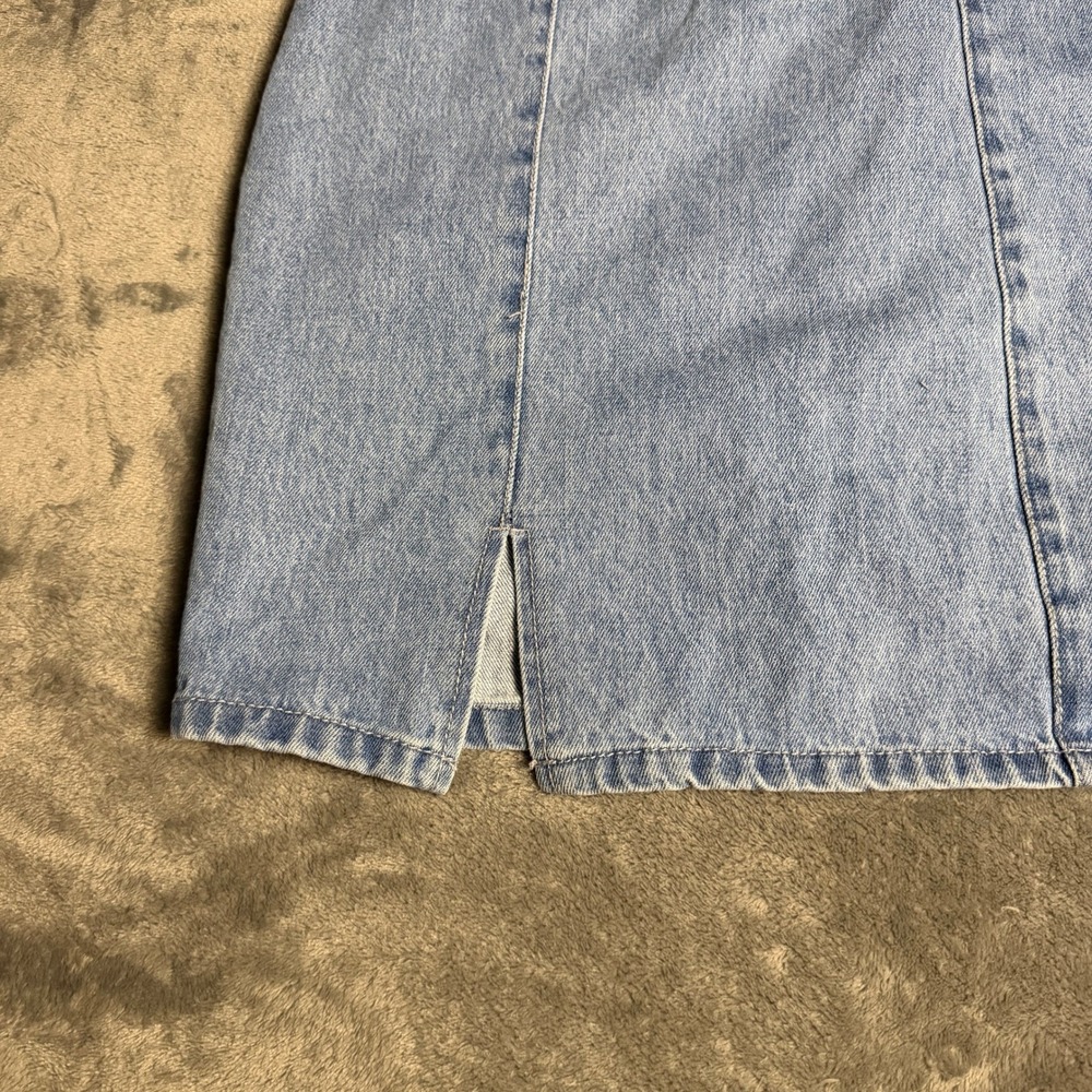 Gianni Bini Light Wash Zip Denim One Shoulder Ruffle Mini Dress XS Slit Bodycon - Picture 3 of 7